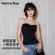 Henny Rue女士抹胸吊帶背心女春夏季自帶胸墊裸感無(wú)肩帶上衣辣妹顯瘦美背 深邃黑 L （建議110-140斤）