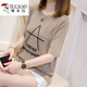 啄木鳥(niǎo)冰絲中袖t恤女夏裝2025新款網(wǎng)紅針織衫半袖上衣ins女潮時(shí)尚短袖潮 大A卡其 L 建議105-115斤