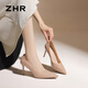 ZHR高跟鞋女淺口時(shí)尚細(xì)跟單鞋女純色氣質(zhì)顯瘦女鞋 BQ117 裸粉色 37 