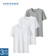 舒雅（Schiesser）男士打底衫短袖舒美棉基礎打底上衣【3件裝】E5/22873M 白色+白色+花灰 L