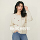 Basic House/百家好韓版小眾針織開(kāi)衫女春季新款減齡刺繡百搭外套 米白色 L