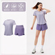 范斯蒂克（vansydical）專業(yè)跑步運(yùn)動(dòng)套裝女速干春夏季新款網(wǎng)紅瑜伽服健身訓(xùn)練服短袖短褲 藕紫+灰咖紫兩件套 L (建議105-115斤)