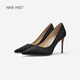 NINE WEST【商場(chǎng)同款】氣質(zhì)尖頭高跟鞋女2026新款壓鉆宴會(huì )女鞋婚鞋 黑色 34