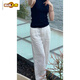 初徑純白色輕薄棉麻闊腿褲女2025年夏季直筒休閑長(cháng)褲時(shí)尚百搭寬松薄2 白色長(cháng)褲【高質(zhì)量】-2 XL 建議110-120斤