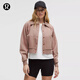 lululemon丨Fleece Varsity 女士拉絨飛行員夾克 LW3IVHS 暮光玫瑰棕 S