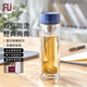 FU+玻璃杯男士商務(wù)泡茶杯帶茶隔 茶杯耐熱便攜 高檔商務(wù)禮品定制杯子 睿-雙層深海藍310ML
