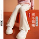 ASK JUNIOR兒童女童褲子2025秋針織長(zhǎng)褲花朵裝飾休閑褲寶寶運(yùn)動(dòng)褲 米色 110