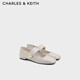 CHARLES&KEITH金屬圓扣兩穿平底瑪麗珍鞋生日禮物CK1-70920166 Cream奶白色 38 (245)