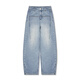 婳如嫣牛仔彎刀褲女歐貨2025春季新款寬松休閑做舊設(shè)計(jì)感復(fù)古香蕉闊腿褲 淺藍(lán)色 2XL 126-135斤