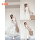 乖甜星法式甜美碎花吊帶掛脖連衣裙子女夏季2026新款白色小清新仙女長(cháng)裙 碎花裙 M 45/55kg