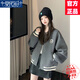莫代爾毛呢棒球服短外套2025春秋季新款寬松時(shí)尚百搭學(xué)院風(fēng)韓版夾克上衣 灰色 L 建議115-135斤