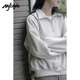 MJ STYLE休閑寬松翻領(lǐng)衛(wèi)衣女2025年春秋牛奶絲舒適親膚百搭時尚學(xué)院風(fēng)上衣