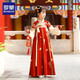 羅蒙漢服女童冬季加厚拜年服連衣裙超仙襦裙明制漢服演出服 紅色 120