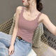 伊森尼尼螺紋內搭吊帶上衣女春夏新款蕾絲花邊打底衫修身百搭顯瘦外穿背心 粉色 XL 建議110-120斤