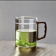 華明富光耐高溫玻璃茶杯高硼硅材質(zhì)綠茶杯月牙過(guò)濾一體泡茶杯家用木把杯子 木把月牙杯【無(wú)蓋】送杯 450ml