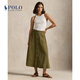 Polo Ralph Lauren 拉夫勞倫  女裝 25年早春A字型迷笛半身裙RL26506 300-橄欖綠 S (4)
