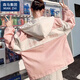 棉致外套女2025秋裝女裝新款寬松學(xué)生連帽短款薄夾克 粉色 XL 【115-125斤】