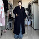 春乏美拉德長(cháng)款過(guò)膝毛呢外套女高個(gè)子寬松新款秋冬加厚呢子大衣女 黑色加棉 加厚 S 建議105斤以下