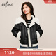 伊芙麗（eifini）伊芙麗經(jīng)典設計感氣質(zhì)毛毛短外套2023冬裝新款休閑美拉德保暖外套 黑色 155/80A/S