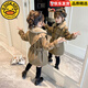 G.DUCKKIDS女童派克服外套加絨冬裝2025新款秋冬洋氣兒童中長款棉衣服 高品質(zhì)加絨派克服卡其色 120 碼建議身高110CM