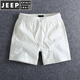 JEEP SPIRIT夏季新款純棉四分短褲男士美式休閑潮流彈力運(yùn)動(dòng)沙灘三分褲子 白色 XL