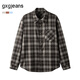 gxg.jeans男裝25春新品雙色格子長(cháng)袖襯衫慵懶襯衫外套#J25D031002 米咖格 M
