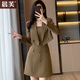 晨芙職業(yè)西裝套裝女御姐女神范氣質(zhì)小個(gè)子短款西服外套連衣裙工作服潮 單件咖啡色外套 L 建議100-110斤