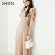 SNIDEL2025春夏新品氣質V領無袖收腰蝴蝶結肩帶連衣裙SWFO251066 粉米色 M （1）