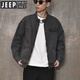 JEEP SPIRIT春秋新款棉質(zhì)立領(lǐng)外套男工裝飛行員寬松拉鏈休閑牛仔潮男復(fù)古夾克 灰色 XL 145-160斤