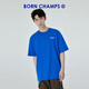 BORNCHAMPS/天生冠軍  T恤男夏季新款寬松短袖女休閑運(yùn)動(dòng)情侶印花圓領(lǐng)上衣 藍(lán)色 L