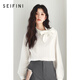詩(shī)凡黎（‘S EIFINI）詩(shī)凡黎飄帶領(lǐng)藍色襯衫新款甜美淑女小眾設計感洋氣襯衣 本白色 M