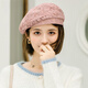 慕麥昆帽子女新款夏季薄款蕾絲貝雷帽女輕薄透氣防曬帽女英倫復古八角帽 粉色 均碼