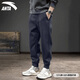 安踏（ANTA）運動(dòng)褲男士秋冬季新款加絨保暖跑步針織長(cháng)褲寬松休閑褲子 -4碳灰色/單標/束腳 L /175-適合120-140斤