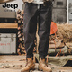 JEEP SPIRIT美式復(fù)古工裝褲子男春秋季新款寬松簡約錐形直筒男士休閑褲 深灰 M 適合100-120斤 適合100-120斤