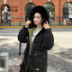 啄木鳥羽絨棉服女中長款2025新款冬裝加厚棉襖韓版寬松大毛領棉衣外套潮 黑色 S 推薦100-115斤