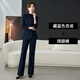 皮爾卡丹感職業(yè)西裝套裝女2026春秋休閑西服商務(wù)正裝通勤工作服外套 藏藍色西裝+闊腿褲 L