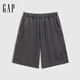 GAP男裝2025夏季新款刺繡logo抽繩松緊腰休閑短褲寬松多色729376 黑色 L (175/84A) 亞洲尺碼