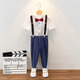 衣諾坊 六一兒童禮服套裝兒童演出服校服 中小學(xué)生花童合唱演出服裝 藏青男:短袖+長(cháng)褲+背帶+領(lǐng)結 130 （建議體重42-54斤）