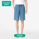 全棉時(shí)代25夏新品男女士雙層紗布家居短褲透氣可外穿 蒼山藍 L (女款165/男款175）