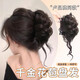 傾齡丸子頭假發(fā)千金花苞頭抓夾盤(pán)發(fā)神器仿真發(fā)高顱頂新中式假發(fā)圈棕黑