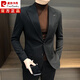 皮爾卡丹西裝外套男士春秋季男裝上衣2025新款修身高級感休閑單件西服男款 黑色 XL 【建議135斤以?xún)取? title=