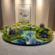博迪歐酒店大圓餐桌中間擺花微縮景觀(guān)擺件噴霧化流水圓桌芯裝飾盆景 迎松望亭110cm無(wú)燈無(wú)霧