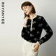 顏域絲絨刺繡女士襯衫女冬季2024法式復古高級感打底上衣 黑花 XL 