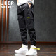 JEEP SPIRIT吉普休閑褲男寬松秋冬季工裝褲男士束腳褲男褲 黑色 32