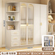 卿似【免費安裝】全實(shí)木衣柜家用臥室平開(kāi)門(mén)簡(jiǎn)約奶油風(fēng)兒童白色大衣櫥 200*55*200cm四門(mén)帶玻璃門(mén)+邊柜