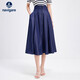 納維凱爾意大利小帆船女純色排扣半身裙休閑通勤A(yíng)字裙2312875516 藍 XL 