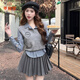 乖甜星學(xué)院風(fēng)時(shí)尚套裝女2025春夏新款顯瘦針織馬甲襯衫百褶裙三件套潮流 【百褶裙-單件】 S 【建議80-90斤】