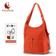 kissora【海外直郵】女士單肩包兩用背包真皮簡(jiǎn)約純色大容量多用途水桶包 橙色