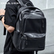CavlslKcat雙肩包男士皮質(zhì)背包大容量筆記本電腦包休閑通勤旅行包大學(xué)生書(shū)包 黑色 可放15寸電腦 29*12.5*41cm