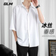 GLM短袖襯衫男夏季韓版寬松七分袖透氣潮流冰絲百搭半袖港風(fēng)襯衫